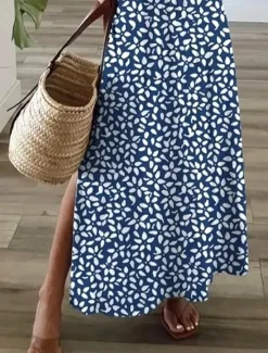Clearance Women's Maxi Dress A Line Dress Summer Dress Elegant Vacation Casual Vacation Daily Regular Fit Floral Graphic Polka Dot Short Sleeve V Neck Summer Spring Fall Women Casual Dress
