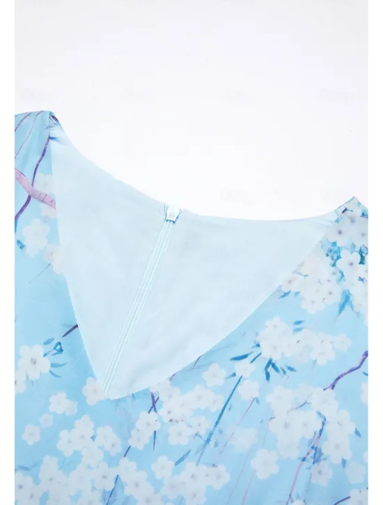 New Women's Maxi Dress A Line Dress Elegant Daily Date Regular Fit Floral V Neck Summer Women Chiffon Dresses