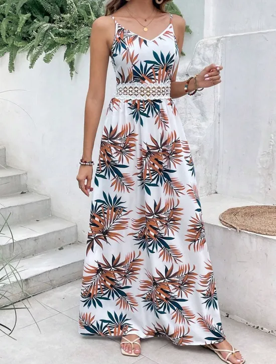 Hot Women's Maxi Dress A Line Dress Floral Dress Summer Dress Cami Dress Elegant Stylish Vacation Daily Date Regular Fit Floral Sleeveless V Neck Summer Women Spring Dresses