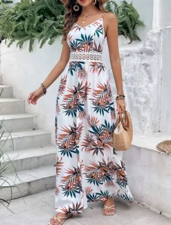 Hot Women's Maxi Dress A Line Dress Floral Dress Summer Dress Cami Dress Elegant Stylish Vacation Daily Date Regular Fit Floral Sleeveless V Neck Summer Women Spring Dresses