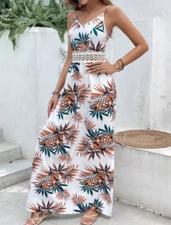 Hot Women's Maxi Dress A Line Dress Floral Dress Summer Dress Cami Dress Elegant Stylish Vacation Daily Date Regular Fit Floral Sleeveless V Neck Summer Women Spring Dresses