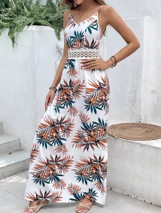 Hot Women's Maxi Dress A Line Dress Floral Dress Summer Dress Cami Dress Elegant Stylish Vacation Daily Date Regular Fit Floral Sleeveless V Neck Summer Women Spring Dresses