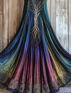 Clearance Women's Maxi Dress A Line Dress Off The Shoulder Dress Vacation Casual Party Regular Fit Ombre Graphic Sleeveless Square Neck Purple Orange Green Summer Spring Women Vacation Dresses|Floral Dresses