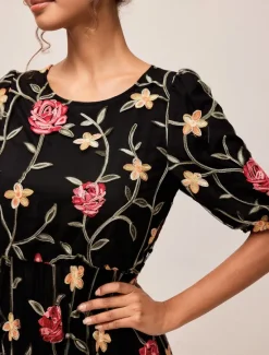 Best Women's Maxi Dress Dress A Line Dress Elegant Stylish Puff Sleeve Vacation Daily Loose Fit Floral Short Sleeve Crew Neck Summer Women Chiffon Dresses