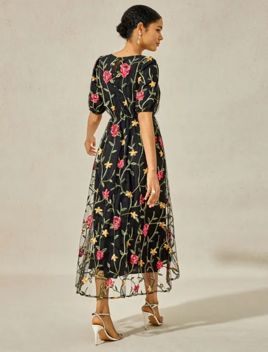 Best Women's Maxi Dress Dress A Line Dress Elegant Stylish Puff Sleeve Vacation Daily Loose Fit Floral Short Sleeve Crew Neck Summer Women Chiffon Dresses