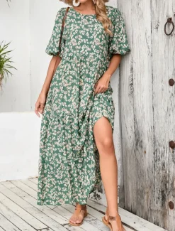 Women's Maxi Dress Casual Dress Swing Dress Boho Chic Dresses Bohemia Cute Stylish Vacation Daily Beach Loose Fit Graphic Ditsy Floral Half Sleeve Crew Neck Summer Spring Fall Women Floral Dresses