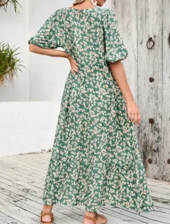 Women's Maxi Dress Casual Dress Swing Dress Boho Chic Dresses Bohemia Cute Stylish Vacation Daily Beach Loose Fit Graphic Ditsy Floral Half Sleeve Crew Neck Summer Spring Fall Women Floral Dresses