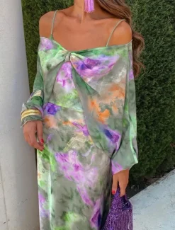 Outlet Women's Maxi Dress Casual Dress Sundress Elegant Stylish Sexy Vacation Daily Beach Regular Fit Graphic Short Sleeve Strap Summer Women Vacation Dresses