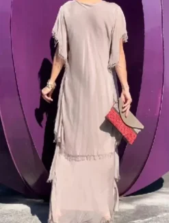 Discount Women's Maxi Dress Casual Dress Elegant Stylish Casual Vacation Party Daily Regular Fit Plain Short Sleeve V Neck Black Green Gray Summer Spring Fall Women Cocktail Dress