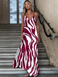Sale Women's Maxi Dress Casual Dress Sundress Floral Dress Streetwear Flowy Vacation Street Casual Regular Fit Color Block Sleeveless Strap Navy Blue Blue Purple Summer Women Vacation Dresses