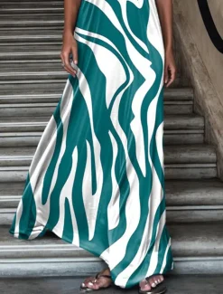 Sale Women's Maxi Dress Casual Dress Sundress Floral Dress Streetwear Flowy Vacation Street Casual Regular Fit Color Block Sleeveless Strap Navy Blue Blue Purple Summer Women Vacation Dresses