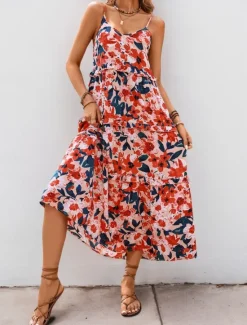 Hot Women's Maxi Dress Casual Dress Swing Dress A Line Dress Stylish Casual Vacation Daily Regular Fit Floral Sleeveless Strap Summer Women Spring Dresses