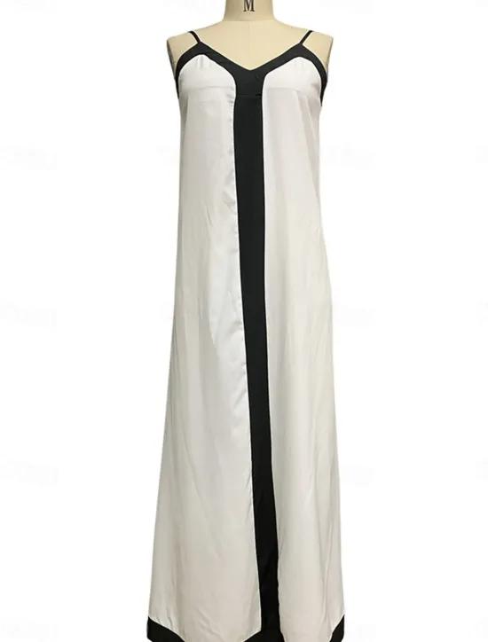 Best Women's Maxi Dress Casual Dress A Line Dress Summer Dress Slip Dress Stylish Casual Vacation Daily Regular Fit Color Block Sleeveless V Neck White Red Green Summer Spring Women Vacation Dresses