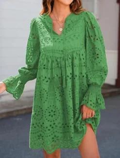 Sale Women's Maxi Dress Casual Dress Cotton Maxi Dress Basic Casual Vacation Daily Regular Fit Plain Short Sleeve V Neck Blue Green Summer Women White Dresses