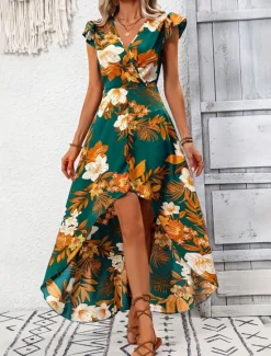 Sale Women's Maxi Dress Casual Dress A Line Dress Tank Dress Stylish Casual Vacation Daily Regular Fit Floral Leaf Sleeveless V Neck Summer Women Spring Dresses