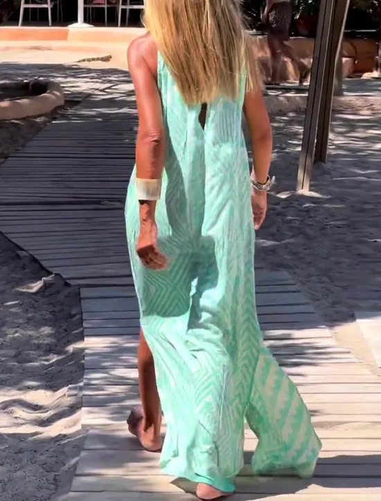 Clearance Women's Maxi Dress Casual Dress Slip Dress Geometric Print Strap Casual Daily Date Sleeveless Summer Spring Women Vacation Dresses