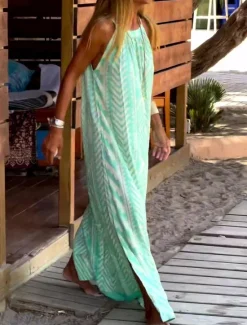 Clearance Women's Maxi Dress Casual Dress Slip Dress Geometric Print Strap Casual Daily Date Sleeveless Summer Spring Women Vacation Dresses