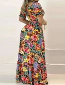 Online Women's Maxi Dress Casual Dress A Line Dress Stylish Casual Vacation Daily Regular Fit Floral Short Sleeve V Neck Spring Fall Women Spring Dresses|Floral Dresses