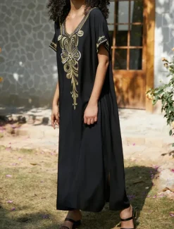 Discount Women's Maxi Dress Casual Dress Boho Dress Casual Vacation Daily Regular Fit Floral Half Sleeve V Neck Red Blue Gold Summer Spring Fall Women Floral Dresses