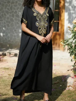 Discount Women's Maxi Dress Casual Dress Boho Dress Casual Vacation Daily Regular Fit Floral Half Sleeve V Neck Red Blue Gold Summer Spring Fall Women Floral Dresses