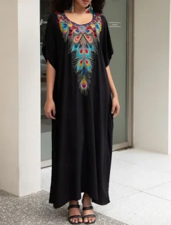 Discount Women's Maxi Dress Casual Dress Boho Dress Casual Vacation Daily Regular Fit Floral Half Sleeve V Neck Red Blue Gold Summer Spring Fall Women Floral Dresses