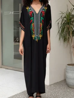 Discount Women's Maxi Dress Casual Dress Boho Dress Casual Vacation Daily Regular Fit Floral Half Sleeve V Neck Red Blue Gold Summer Spring Fall Women Floral Dresses