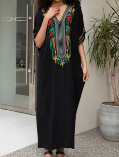 Discount Women's Maxi Dress Casual Dress Boho Dress Casual Vacation Daily Regular Fit Floral Half Sleeve V Neck Red Blue Gold Summer Spring Fall Women Floral Dresses