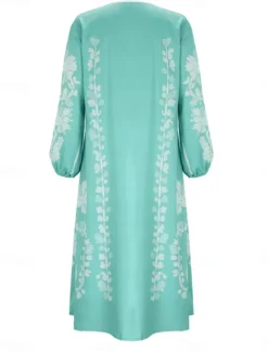 Outlet Women's Maxi Dress Casual Dress A Line Dress Boho Dress Stylish Casual Vacation Daily Date Loose Fit Graphic Long Sleeve V Neck Red Light Blue Spring Fall Women Spring Dresses