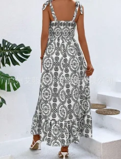 Women's Maxi Dress Casual Dress Boho Chic Dresses Slip Dress Bohemia Cute Casual Vacation Daily Beach Loose Fit Floral Sleeveless Strap Black Blue Summer Women Floral Dresses