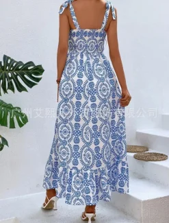 Women's Maxi Dress Casual Dress Boho Chic Dresses Slip Dress Bohemia Cute Casual Vacation Daily Beach Loose Fit Floral Sleeveless Strap Black Blue Summer Women Floral Dresses