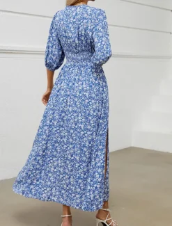 Discount Women's Maxi Dress Casual Dress Boho Chic Dresses Bohemia Cute Stylish Vacation Daily Beach Regular Fit Graphic Half Sleeve V Neck Summer Spring Fall Women Floral Dresses