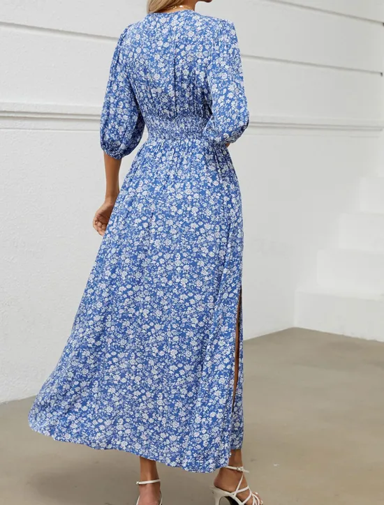 Discount Women's Maxi Dress Casual Dress Boho Chic Dresses Bohemia Cute Stylish Vacation Daily Beach Regular Fit Graphic Half Sleeve V Neck Summer Spring Fall Women Floral Dresses