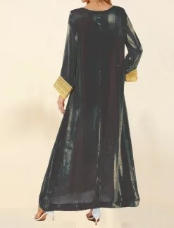 Online Women's Maxi Dress Casual Dress Cocktail Dress Wedding Guest Dress Chiffon Dress Elegant Casual Vacation Regular Fit Plain Long Sleeve Crew Neck Black Navy Blue Purple Fall Women Cocktail Dress