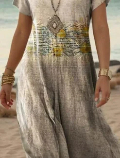 Best Women's Maxi Dress Casual Dress A Line Dress Stylish Casual Vacation Daily Regular Fit Floral Short Sleeve V Neck Summer Spring Women T Shirt Dresses