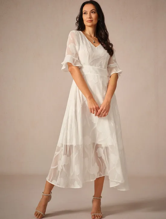 Outlet Women's Maxi Dress Cocktail Dress Wedding Guest Dress Semi Formal Dress A Line Dress Elegant Work Birthday Flutter Sleeve Wedding Guest Cocktail Party Formal Evening Regular Fit Solid Color Plain Women Cocktail Dress