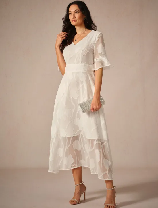 Outlet Women's Maxi Dress Cocktail Dress Wedding Guest Dress Semi Formal Dress A Line Dress Elegant Work Birthday Flutter Sleeve Wedding Guest Cocktail Party Formal Evening Regular Fit Solid Color Plain Women Cocktail Dress