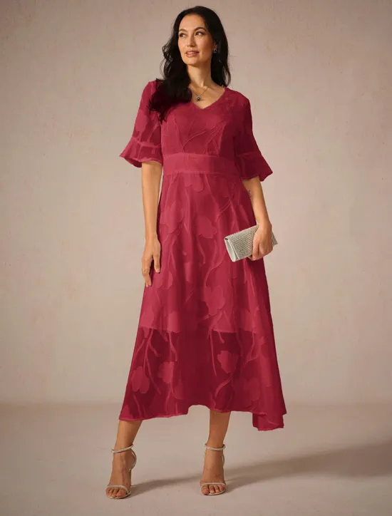 Outlet Women's Maxi Dress Cocktail Dress Wedding Guest Dress Semi Formal Dress A Line Dress Elegant Work Birthday Flutter Sleeve Wedding Guest Cocktail Party Formal Evening Regular Fit Solid Color Plain Women Cocktail Dress