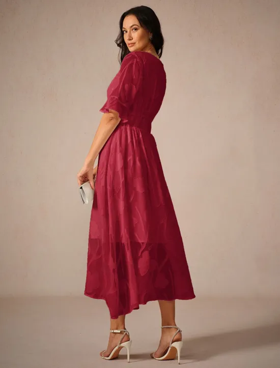 Outlet Women's Maxi Dress Cocktail Dress Wedding Guest Dress Semi Formal Dress A Line Dress Elegant Work Birthday Flutter Sleeve Wedding Guest Cocktail Party Formal Evening Regular Fit Solid Color Plain Women Cocktail Dress