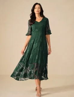 Outlet Women's Maxi Dress Cocktail Dress Wedding Guest Dress Semi Formal Dress A Line Dress Elegant Work Birthday Flutter Sleeve Wedding Guest Cocktail Party Formal Evening Regular Fit Solid Color Plain Women Cocktail Dress