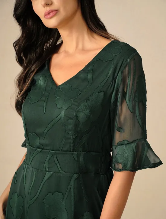 Outlet Women's Maxi Dress Cocktail Dress Wedding Guest Dress Semi Formal Dress A Line Dress Elegant Work Birthday Flutter Sleeve Wedding Guest Cocktail Party Formal Evening Regular Fit Solid Color Plain Women Cocktail Dress