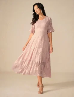 Outlet Women's Maxi Dress Cocktail Dress Wedding Guest Dress Semi Formal Dress A Line Dress Elegant Work Birthday Flutter Sleeve Wedding Guest Cocktail Party Formal Evening Regular Fit Solid Color Plain Women Cocktail Dress