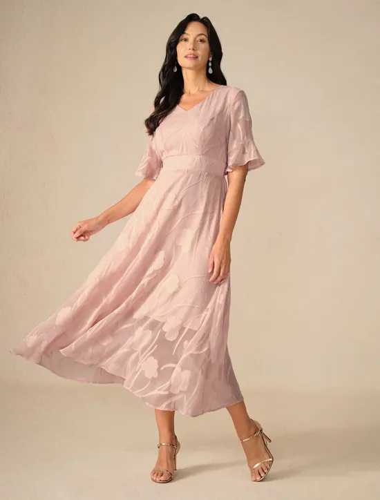 Outlet Women's Maxi Dress Cocktail Dress Wedding Guest Dress Semi Formal Dress A Line Dress Elegant Work Birthday Flutter Sleeve Wedding Guest Cocktail Party Formal Evening Regular Fit Solid Color Plain Women Cocktail Dress