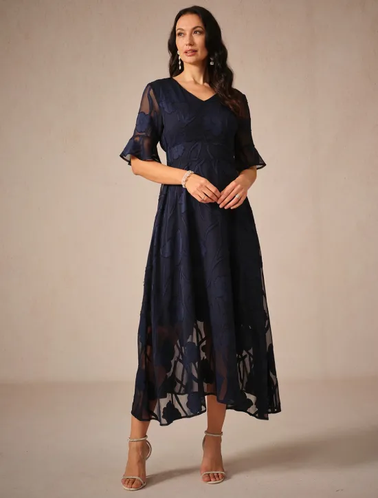Outlet Women's Maxi Dress Cocktail Dress Wedding Guest Dress Semi Formal Dress A Line Dress Elegant Work Birthday Flutter Sleeve Wedding Guest Cocktail Party Formal Evening Regular Fit Solid Color Plain Women Cocktail Dress