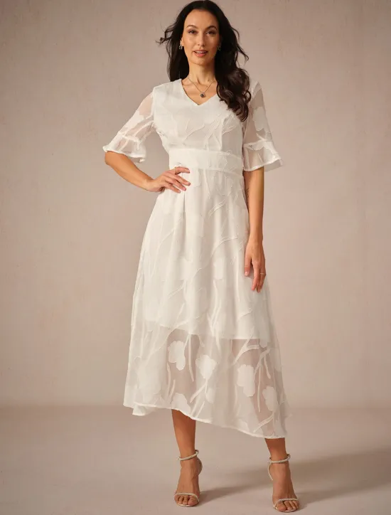 Outlet Women's Maxi Dress Cocktail Dress Wedding Guest Dress Semi Formal Dress A Line Dress Elegant Work Birthday Flutter Sleeve Wedding Guest Cocktail Party Formal Evening Regular Fit Solid Color Plain Women Cocktail Dress