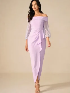 Discount Women's Maxi Dress Cocktail Dress Bodycon Elegant Party Regular Fit Solid Color Long Sleeve Off Shoulder Summer Spring Fall Winter Women Cocktail Dress