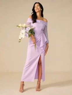 Discount Women's Maxi Dress Cocktail Dress Bodycon Elegant Party Regular Fit Solid Color Long Sleeve Off Shoulder Summer Spring Fall Winter Women Cocktail Dress