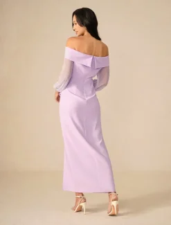 Discount Women's Maxi Dress Cocktail Dress Bodycon Elegant Party Regular Fit Solid Color Long Sleeve Off Shoulder Summer Spring Fall Winter Women Cocktail Dress
