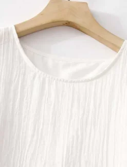 New Women's Maxi Dress Cotton Linen Dresses Casual Dress Swing Dress Cotton Maxi Dress Basic Casual Vacation Daily Regular Fit Floral Half Sleeve Crew Neck White Light Green Summer Women Dresses
