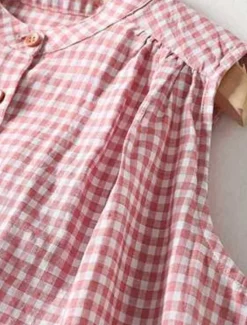 Discount Women's Maxi Dress Cotton Linen Dresses Casual Dress Tank Dress Cotton Maxi Dress Basic Casual Vacation Daily Regular Fit Plaid Sleeveless V Neck Summer Women Dresses