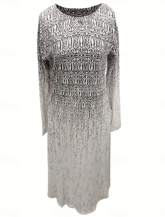 Clearance Women's Maxi Dress Ethnic Dress Print Dress Spring Dress Vintage Ethnic Tribal Outdoor Vacation Daily Regular Fit Floral Tribal Long Sleeve Crew Neck White Yellow Wine Blue Summer Spring Fall Women T Shirt Dresses